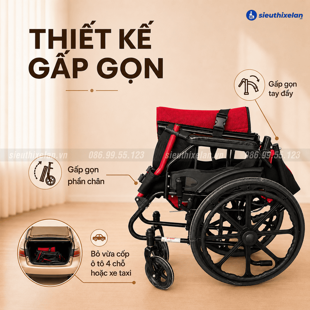 Xe lăn gấp gọn Oromi XL82