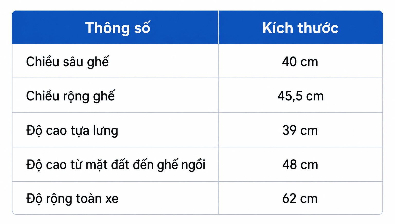 Kích thước Xe Lăn Oromi XL82-VAI