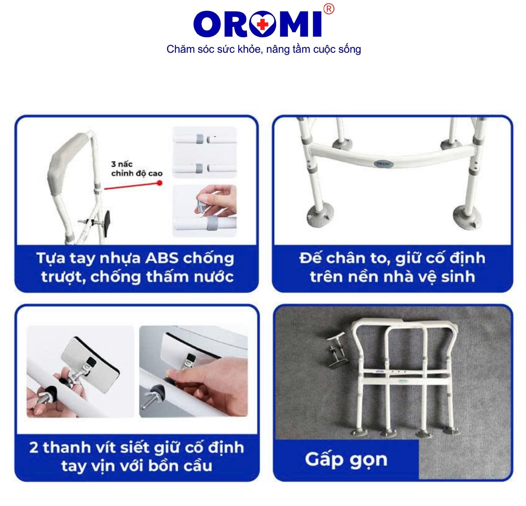 Tính năng của Khung Tay Vịn Bồn Cầu Oromi KH-12S